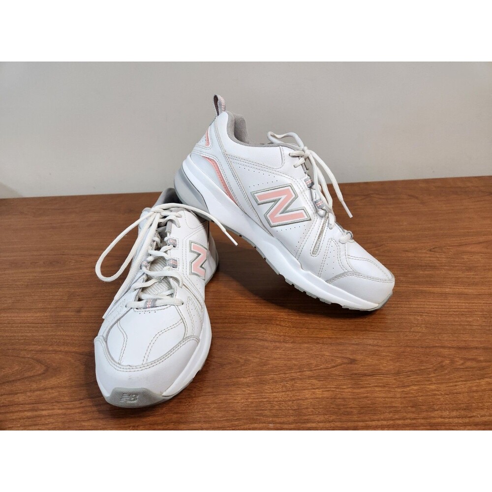 New Balance 608v5 Women 10 ~ Men 8.5 White Pink Leather Training Shoes WX608WP5